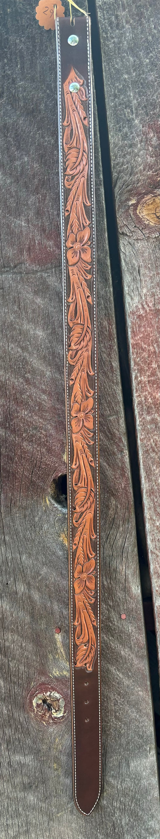 29" Floral belt w/brown dyed background