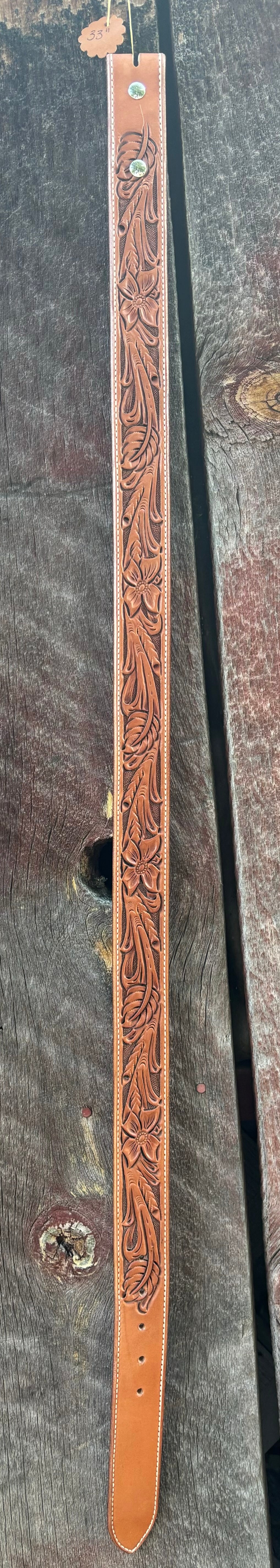 33" Floral belt w/antique finish