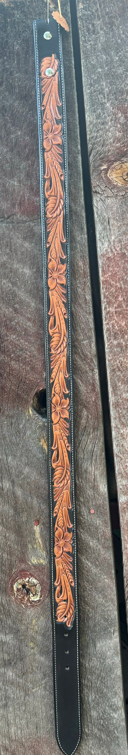 34" Floral belt w/black dyed background