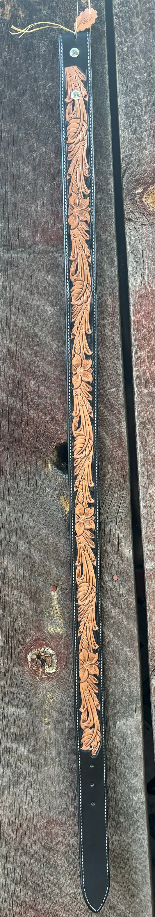 36" Floral belt w/black dyed background