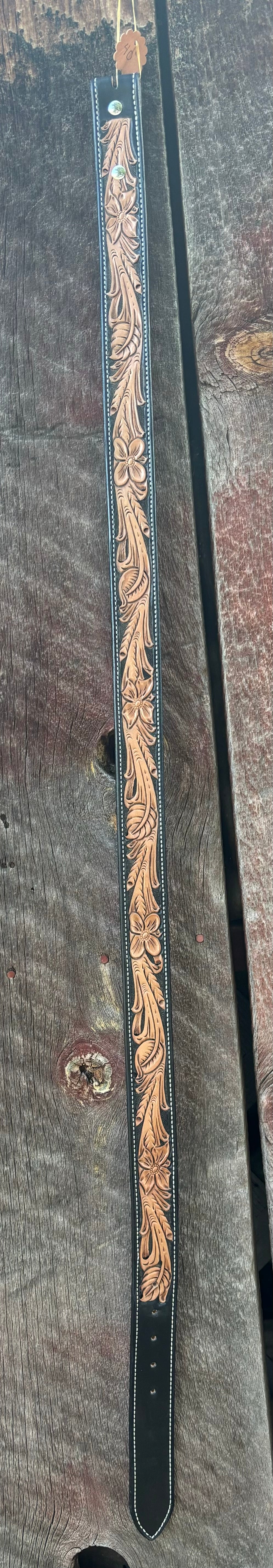 40" Floral belt w/black dyed background